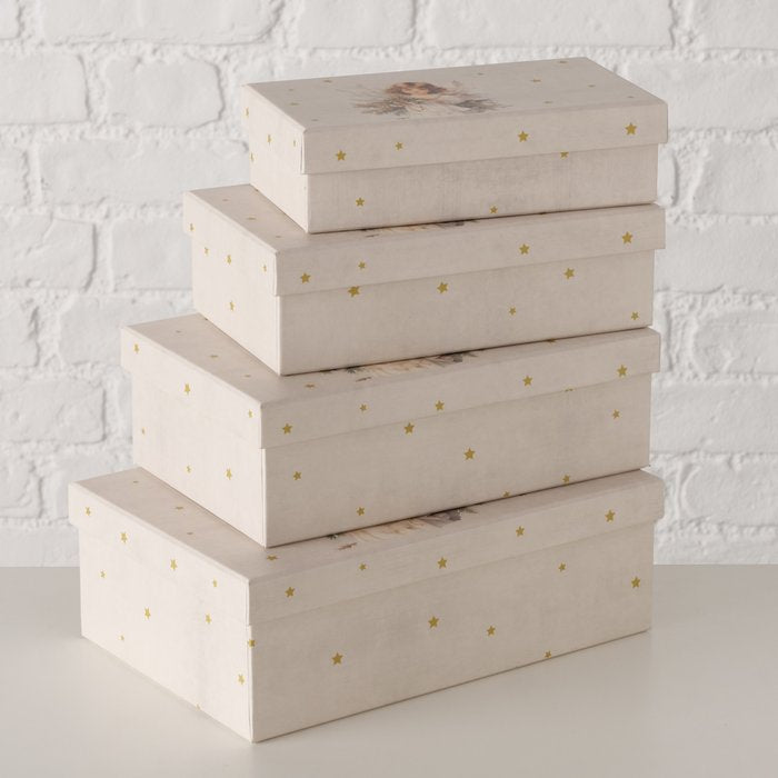 Boltze Geschenkbox – Papier, Beige, Gold, Weiss – 4 Stk.