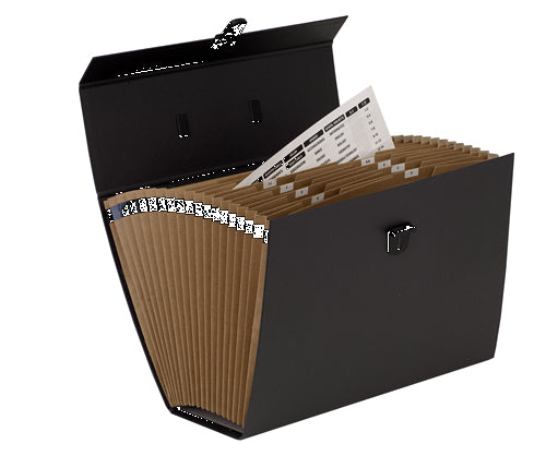 Fellowes Fächermappe 362 × 124 × 250 mm – 19 Fächer, Druckknopf, Papier, Schwarz, Tragegriff