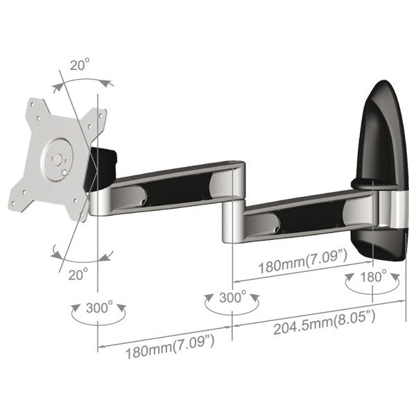 Tronje Wandhalterung – Vollbeweglich – 15–24" – VESA 75×75–100×100 – bis 12 kg – AR210