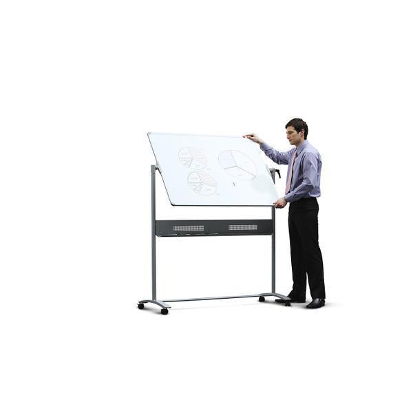 Nobo Whiteboard – 120 × 90 cm, Emaille, magnetisch, Aluminiumrahmen, mobil, beidseitig, inkl. Stift, Stifteablage
