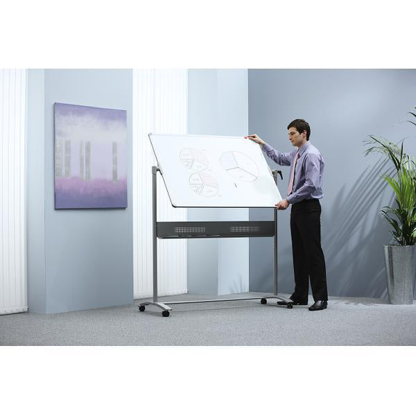 Nobo Whiteboard – 150 × 120 cm, lackierter Stahl, magnetisch, Alu-Rahmen, mit Ständer, beidseitig, drehbar