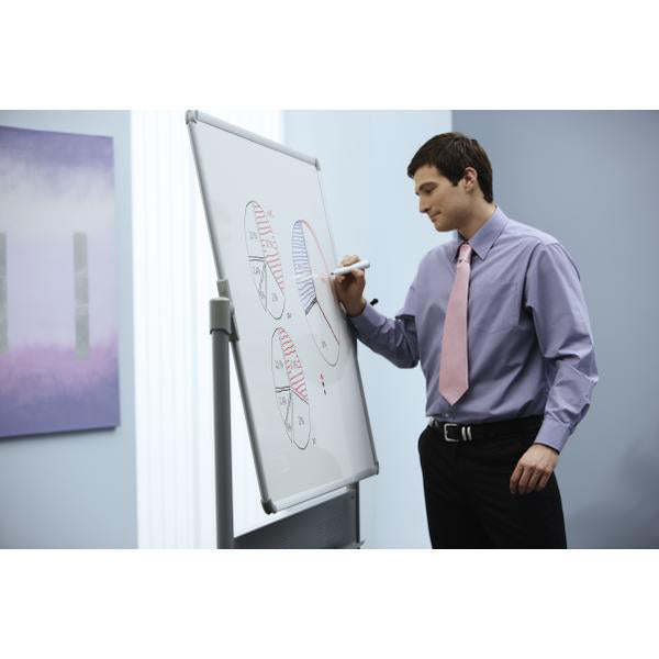 Nobo Whiteboard – 120 × 90 cm, Emaille, magnetisch, Aluminiumrahmen, mobil, beidseitig, inkl. Stift, Stifteablage