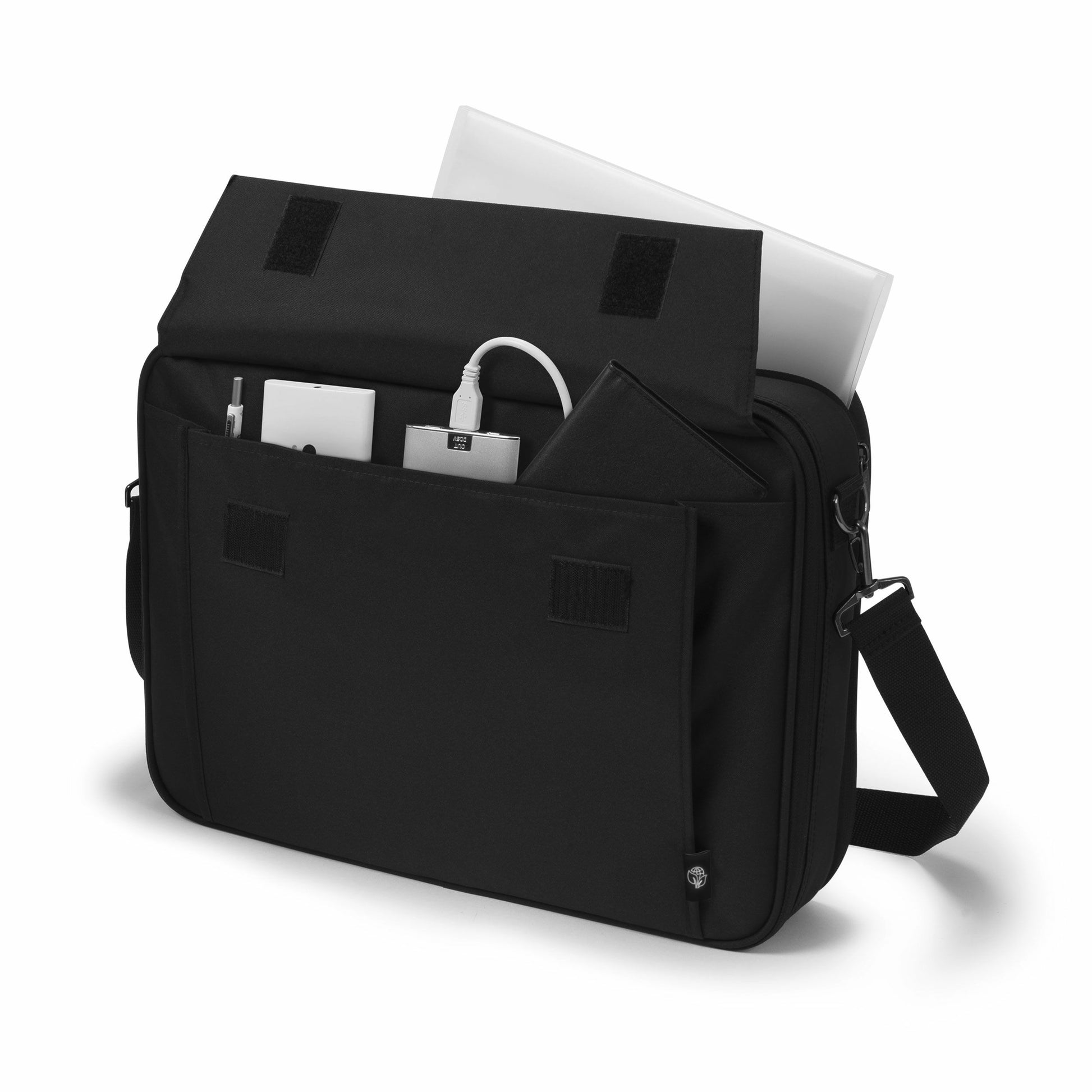 DICOTA Notebook-Tasche bis 15,6" – abnehmbarer Schultergurt, aus recyceltem PET – Schwarz