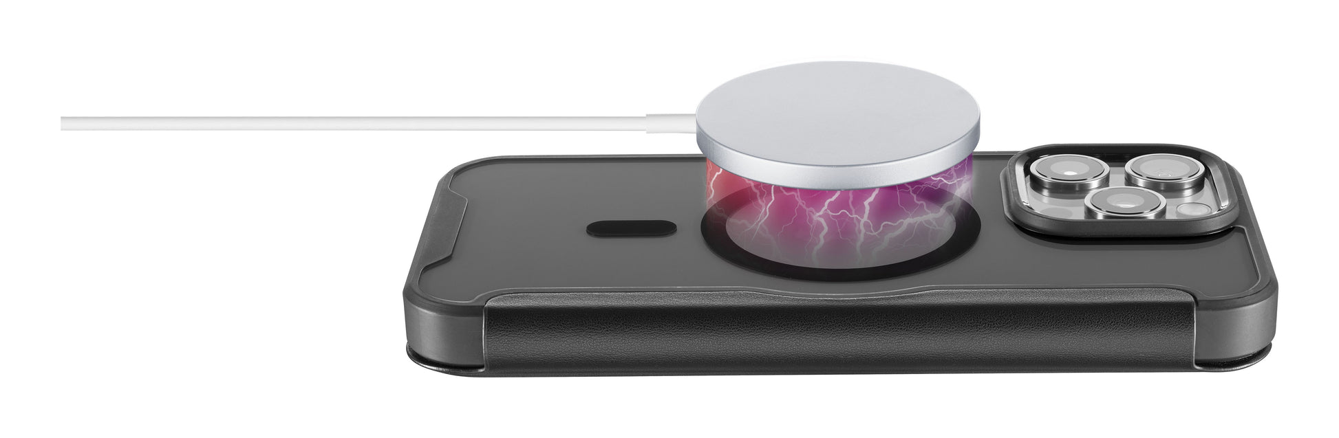 Cellularline Booklet-Hülle – für Apple iPhone 16 Pro – schwarz – Kunstleder – MagSafe-kompatibel