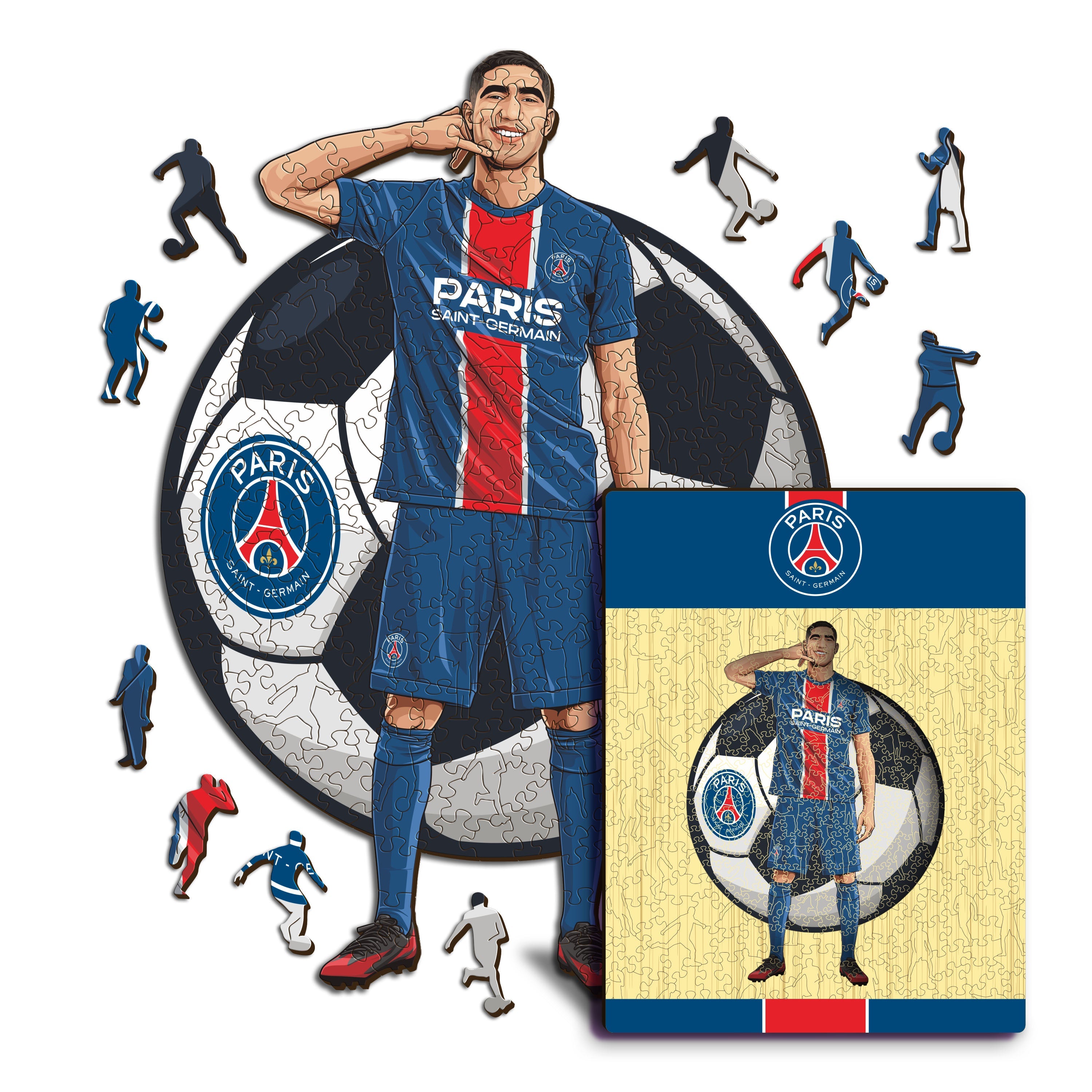 Iconic Puzzles Puzzle Achraf Hakimi (PSG) – 150 Teile – 21 × 30 cm – ab 10 J. – Holz – mehrfarbig