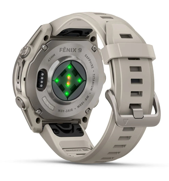 Garmin fēnix 9 43 mm GPS – Titan Grau, Sportarmband, Grau, 100 m, für iPhone