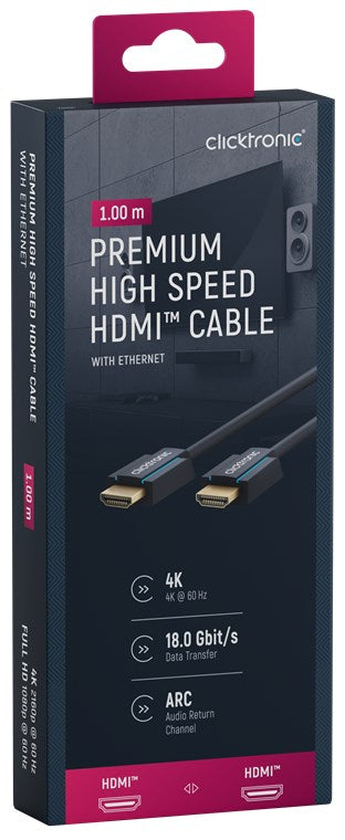 Wentronic clicktronic Clicktronic HDMI Kabel HDMI 2.0 4K 60 Hz – 1 m – Ethernet