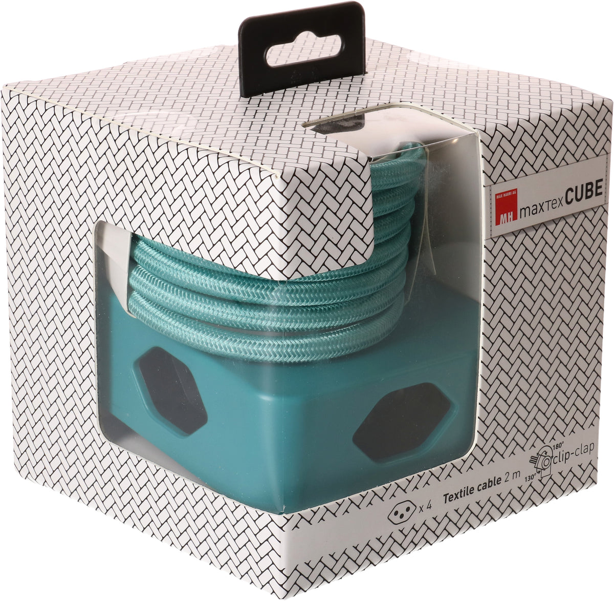 Max hauri split Max Hauri Cube Steckdosenleiste – 4× T13, 2 m, mit Schalter, mit Überstromschutz, türkis/schwarz