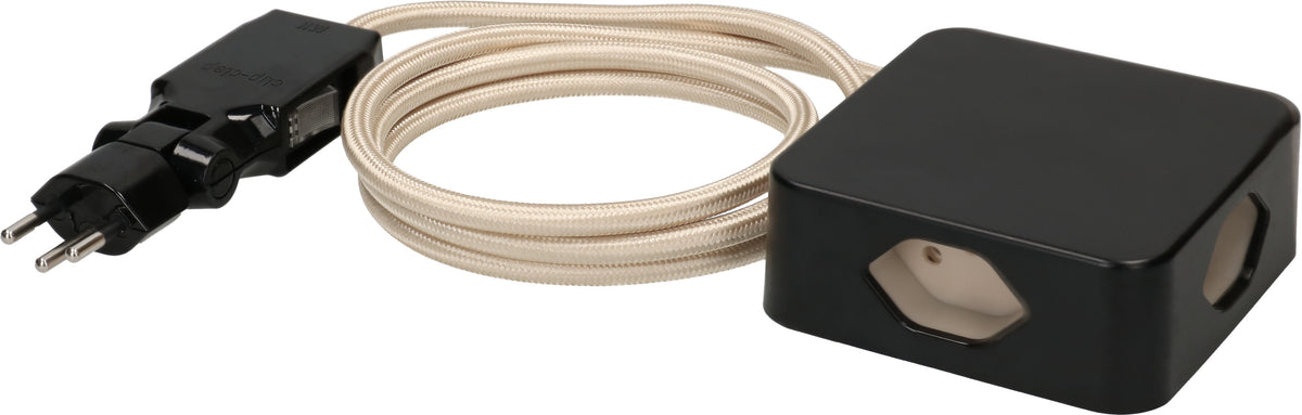 Max hauri split Max Hauri Cube Steckdosenleiste – 4× T13, 2 m, mit Schalter, Überstromschutz, schwarz/gold
