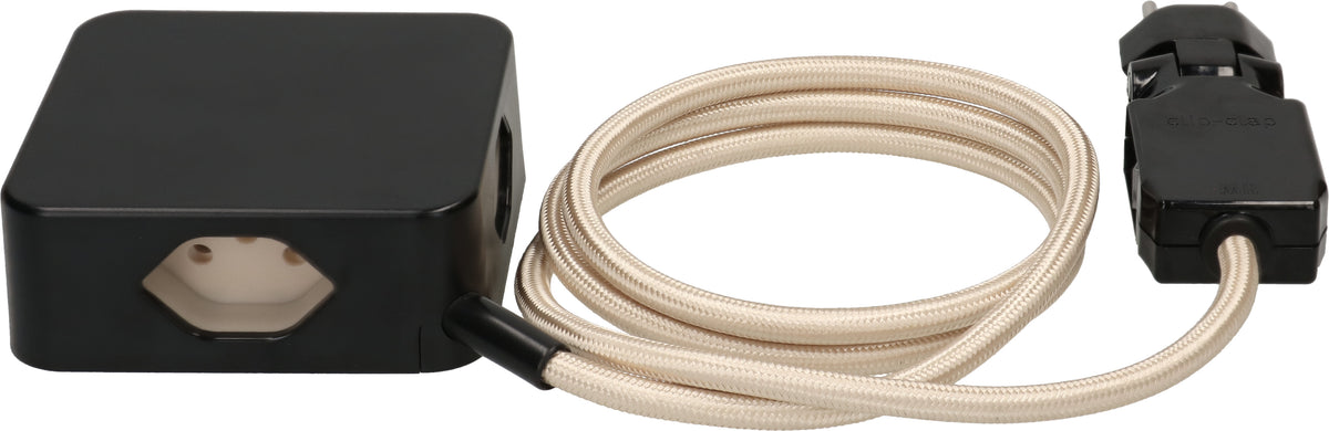 Max hauri split Max Hauri Cube Steckdosenleiste – 4× T13, 2 m, mit Schalter, Überstromschutz, schwarz/gold