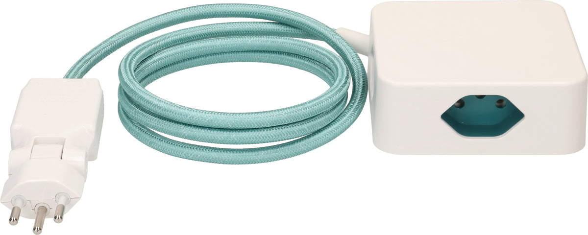 Max hauri split Max Hauri Cube Steckdosenleiste – 4× T13, 2 m, mit Schalter, IP20, Weiss/Türkis