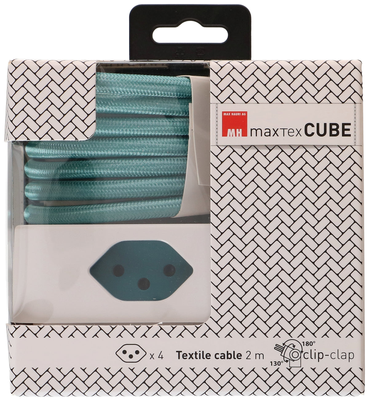Max hauri split Max Hauri Cube Steckdosenleiste – 4× T13, 2 m, mit Schalter, IP20, Weiss/Türkis
