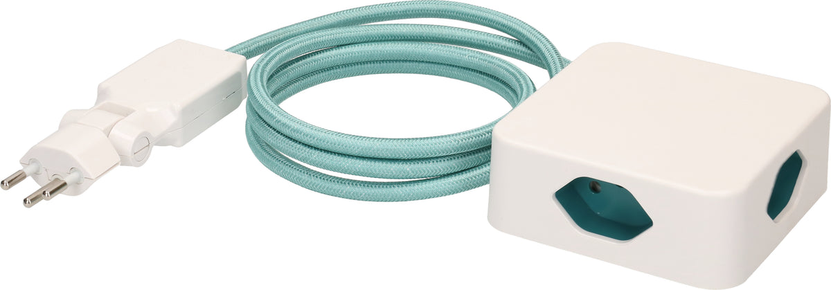 Max hauri split Max Hauri Cube Steckdosenleiste – 4× T13, 2 m, mit Schalter, IP20, Weiss/Türkis