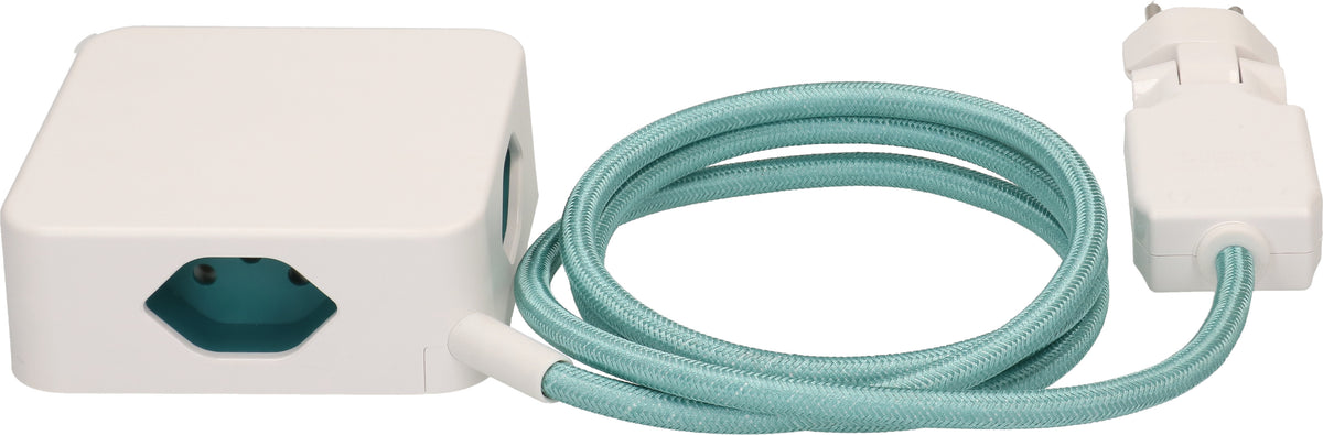 Max hauri split Max Hauri Cube Steckdosenleiste – 4× T13, 2 m, mit Schalter, IP20, Weiss/Türkis