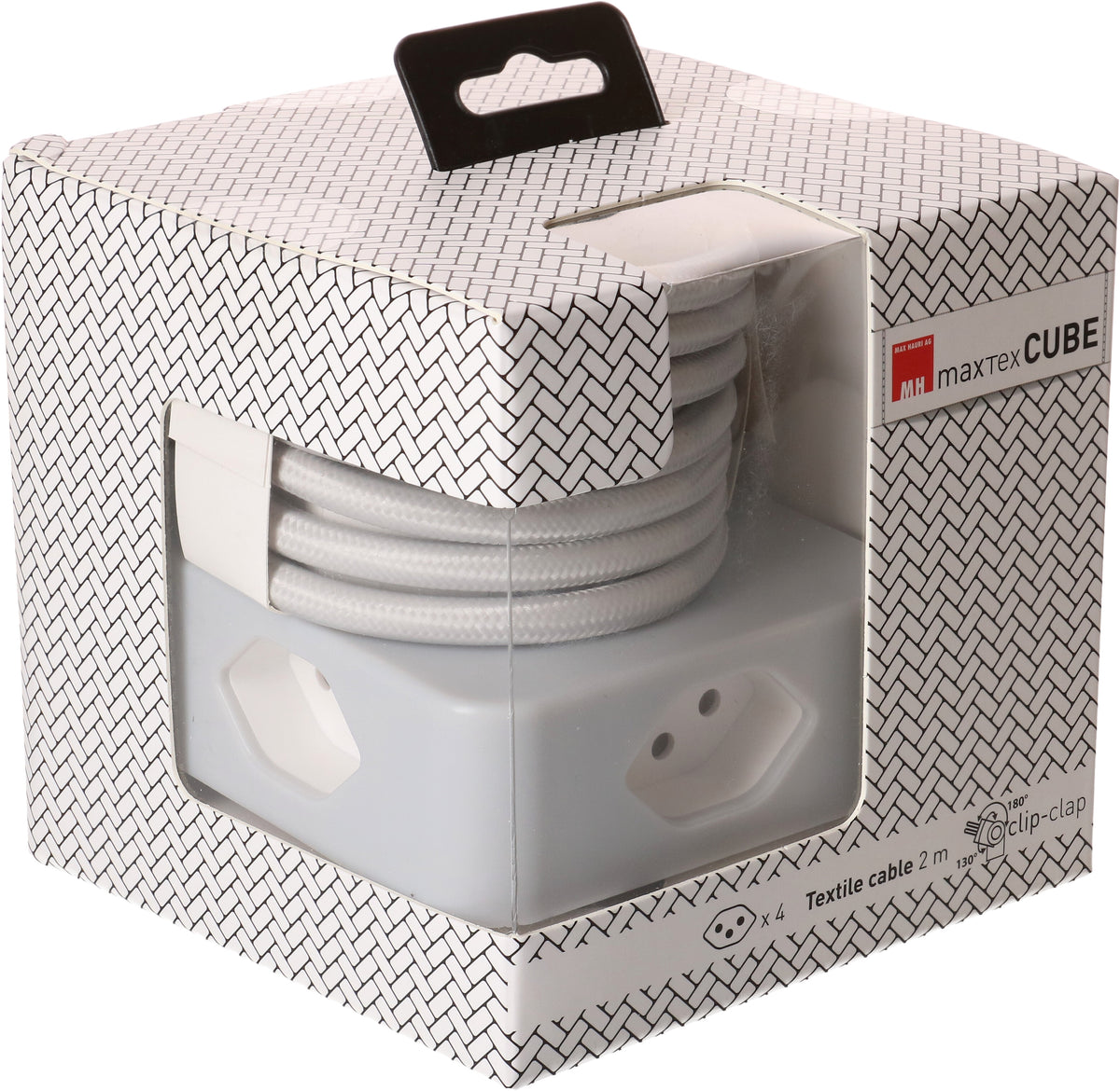 Max hauri split Max Hauri Cube Steckdosenleiste – 4× T13, 2 m, mit Schalter, Überstromschutz, IP20, Grau/Weiss