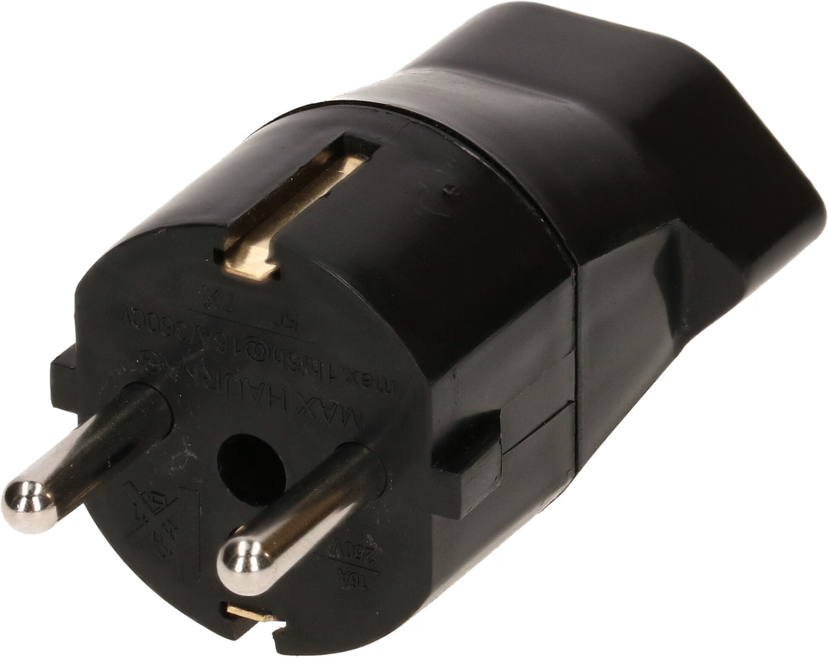 Max Hauri AG Reiseadapter – Schuko (Typ F) zu Typ 23 (T23) – geerdet – schwarz