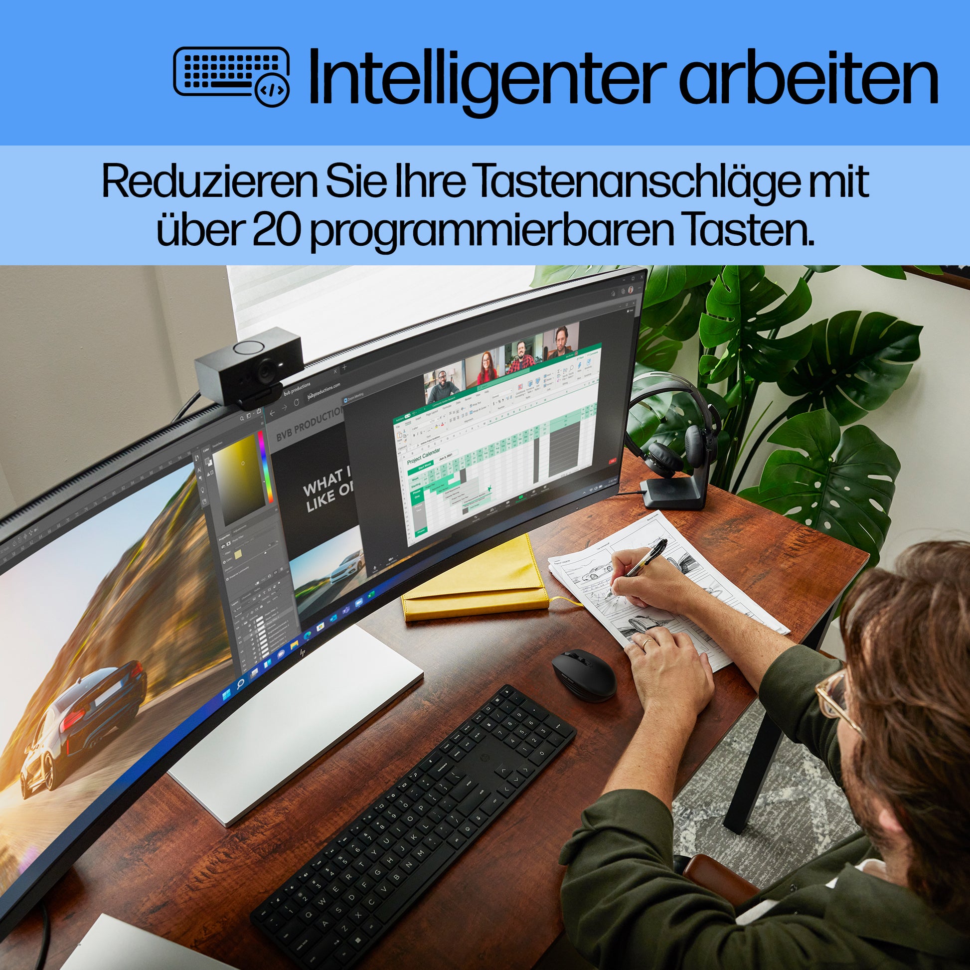 HP 650 – Tastatur- und Maus-Set – 2,4 GHz USB-A (Empfänger) – Membran – Schwarz