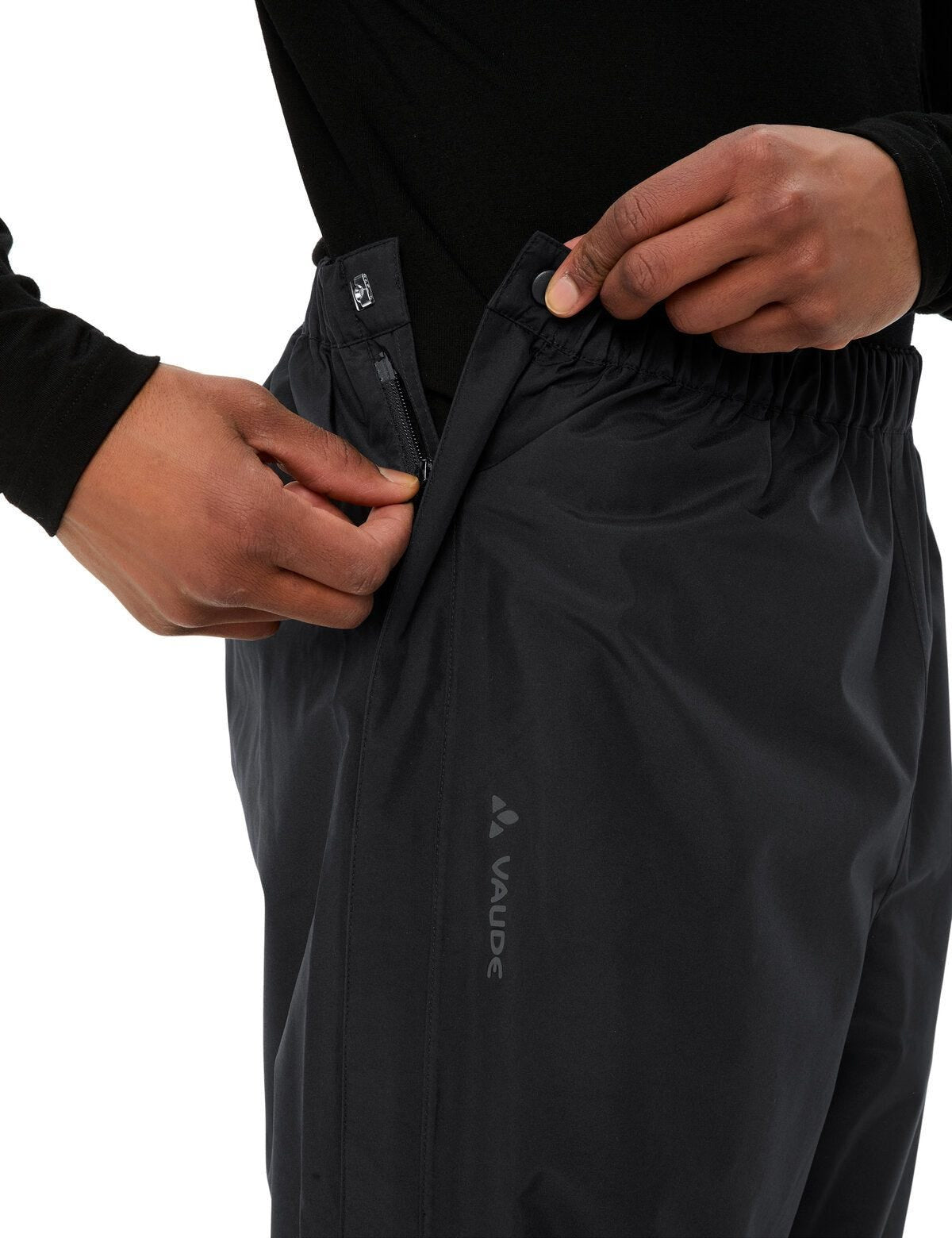 Vaude – Velohose Fluid Full-Zip II – L – Schwarz, wasserdicht, atmungsaktiv, mit Reflektoren