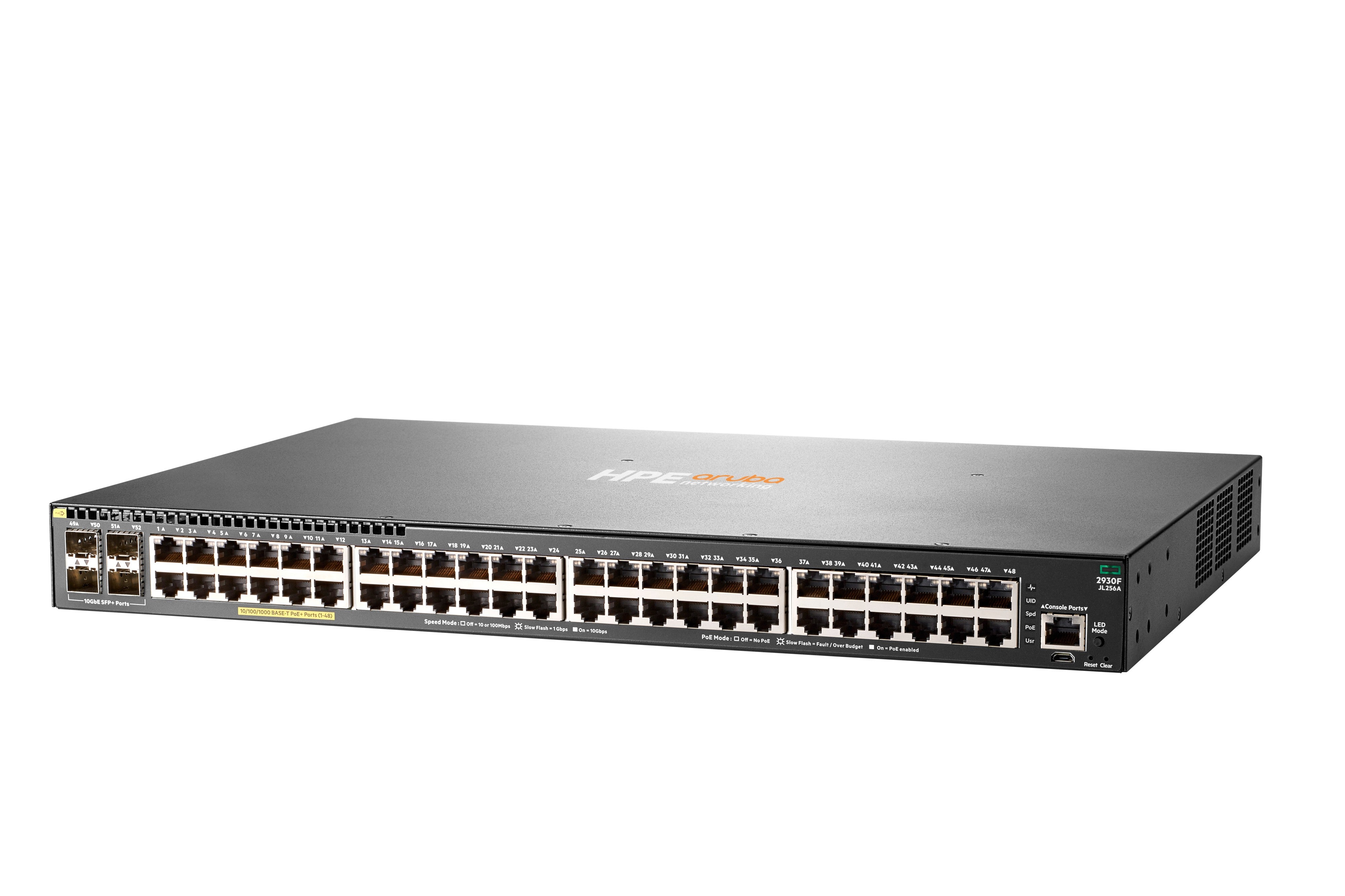 HPE Aruba 2930F-48G JL256A – Managed Switch – 48×GbE, 4×SFP+, L3, PoE+ 370 W, 1U