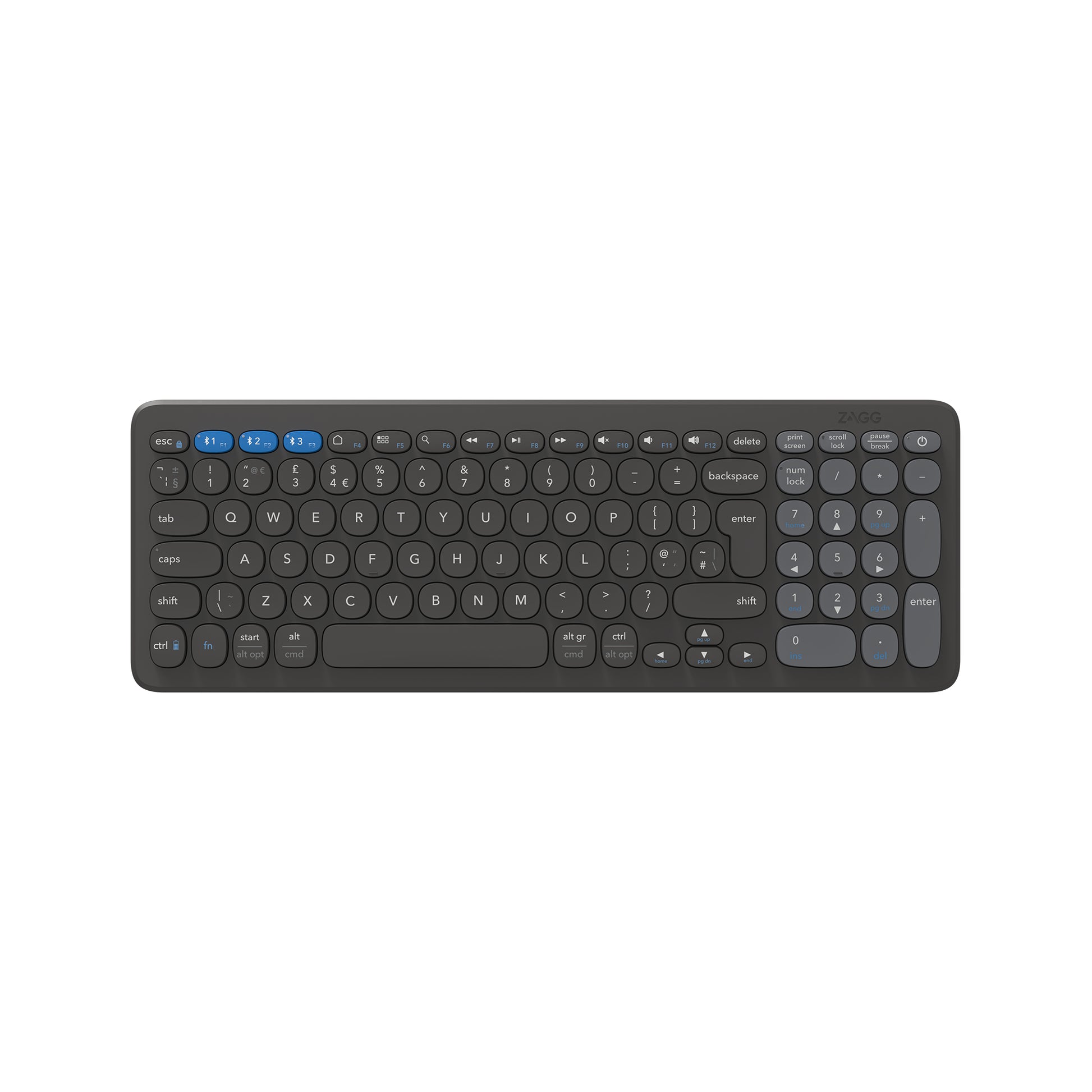 ZAGG Pro Tastatur Mid Size – Tastatur, Dunkelgrau