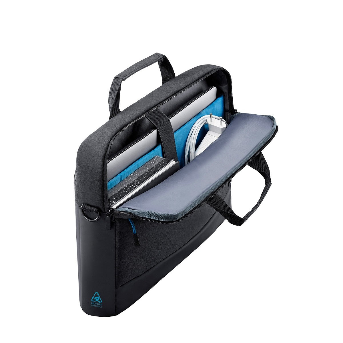 Mobilis Notebook-Tasche bis 14" – 35% recyceltes Polyester, wasserdicht – Schwarz