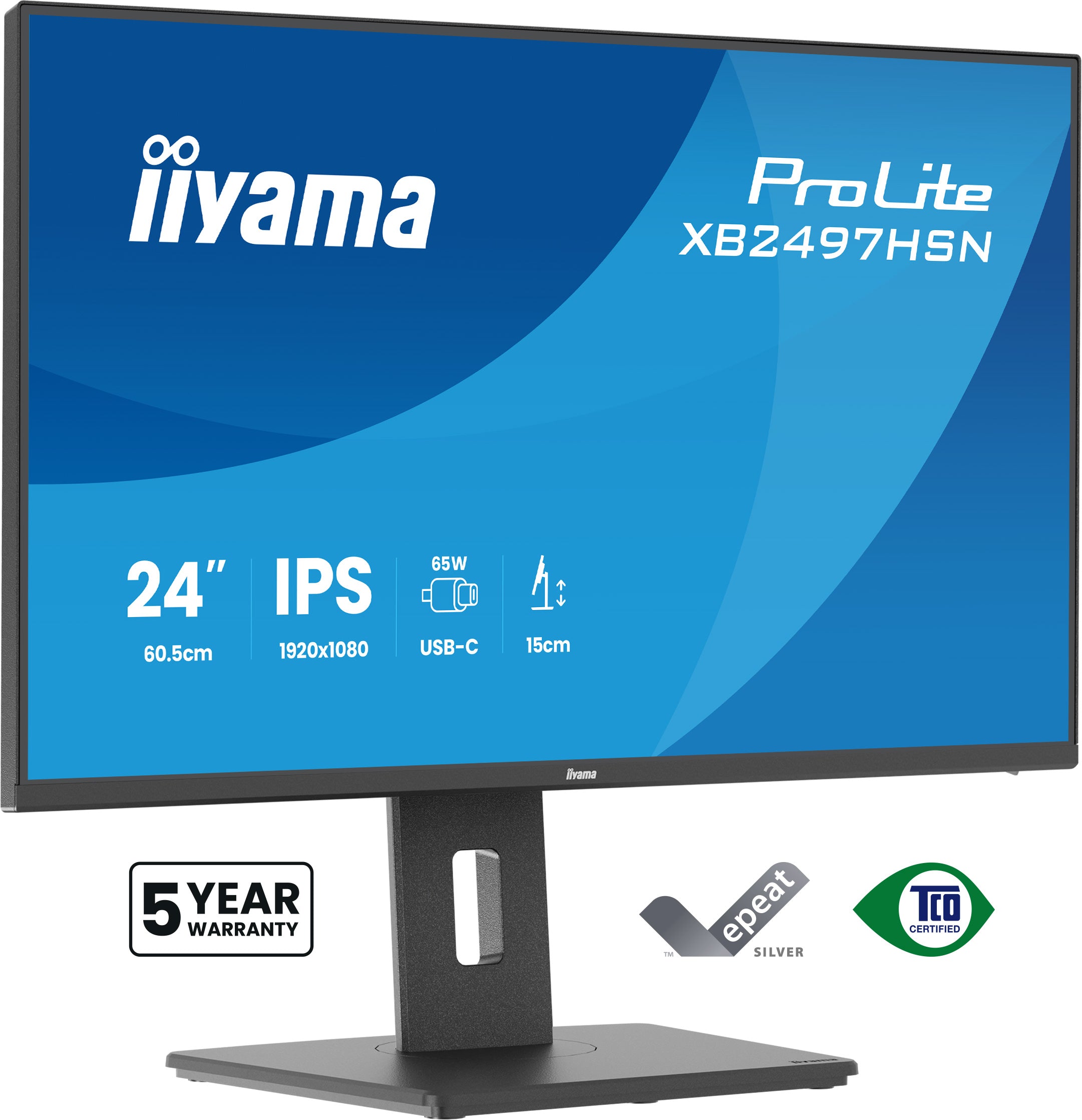 iiyama XB2497HSN-B1 – 23,8", 1920 × 1080 (Full HD), IPS, 100 Hz, USB-C 65 W, LAN