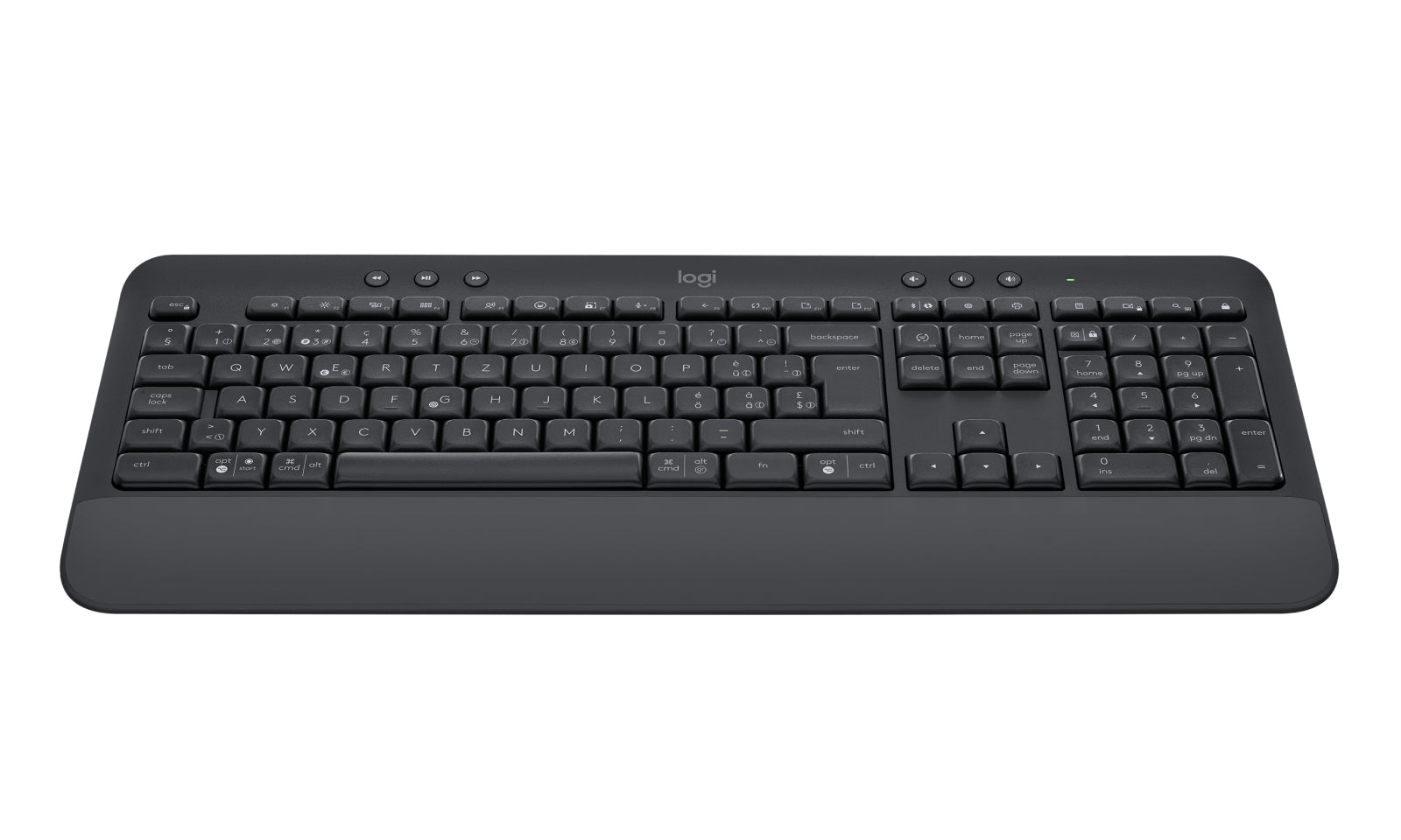 Logitech K650 – Tastatur, kabellos (Bluetooth/2,4 GHz), mit Handballenauflage – für Windows, macOS & Android
