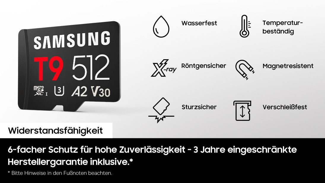 Samsung T9 microSDXC 128 GB – UHS-I, U3, V30, A2, 200/130 MB/s, inkl. USB-Kartenleser