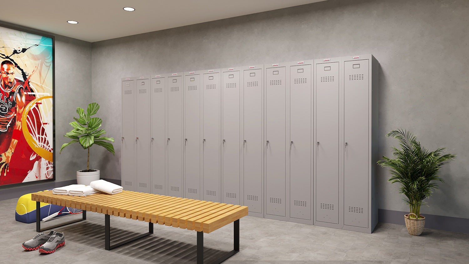 Phoenix Safe Co. PL1130 – Persönliches Schliessfach, 1 Fach, abschliessbar, 300 × 500 × 1'830 mm, grau, Stahl