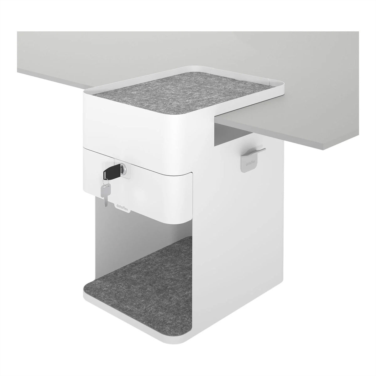 Dataflex Bento – Untertisch-Schrank, 1 Schublade, abschliessbar, 361 × 254 × 407 mm, Weiss, Stahl