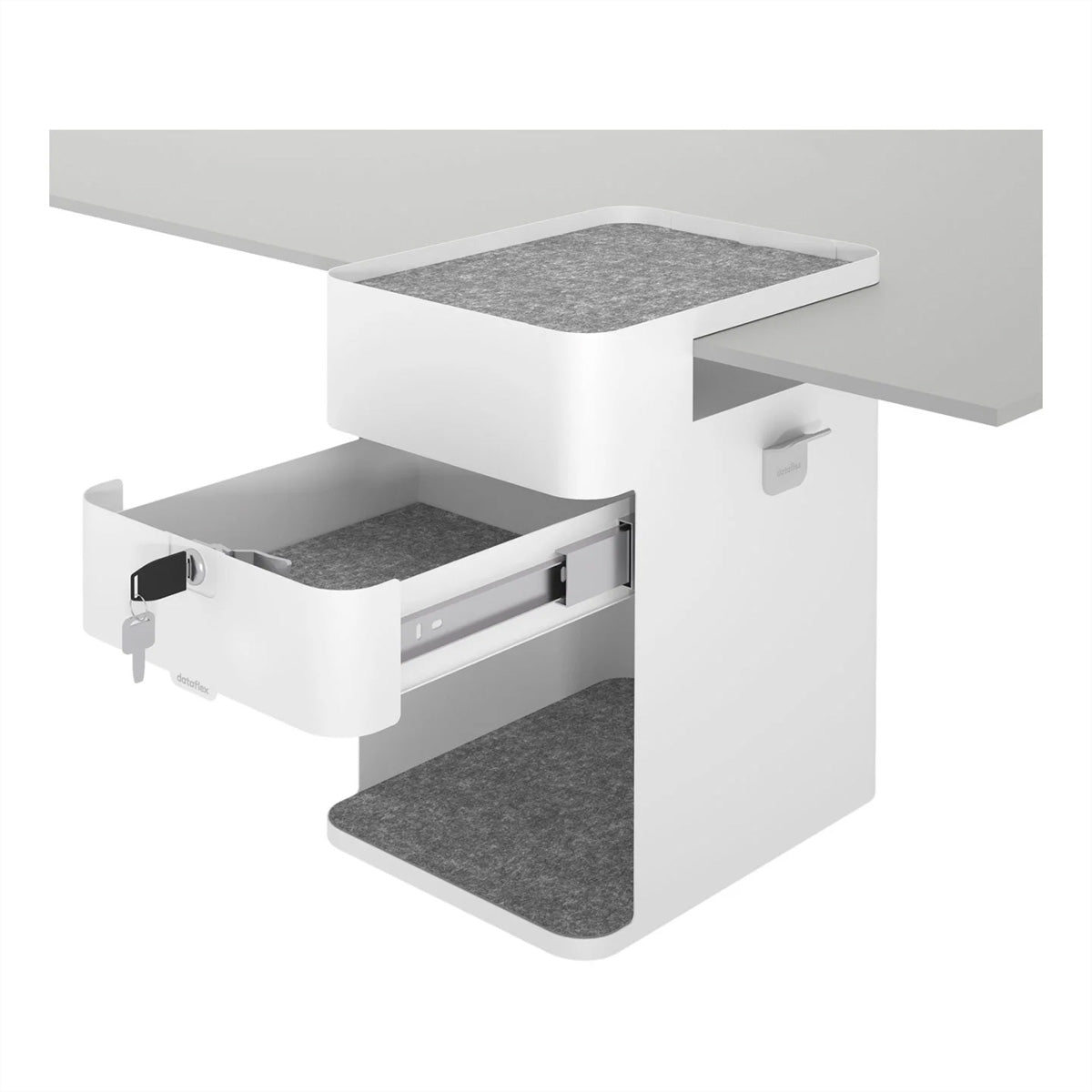 Dataflex Bento – Untertisch-Schrank, 1 Schublade, abschliessbar, 361 × 254 × 407 mm, Weiss, Stahl