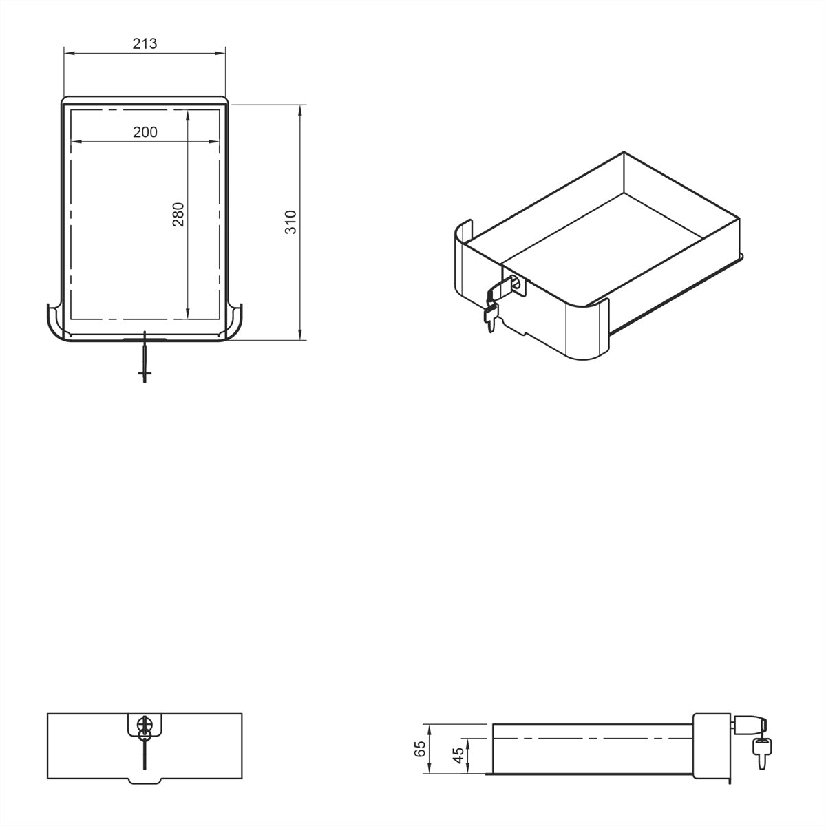 Dataflex Bento 503 – Untertisch-Schrank, 1 Schublade, abschliessbar, Stahl, 361 × 254 × 407 mm, Schwarz
