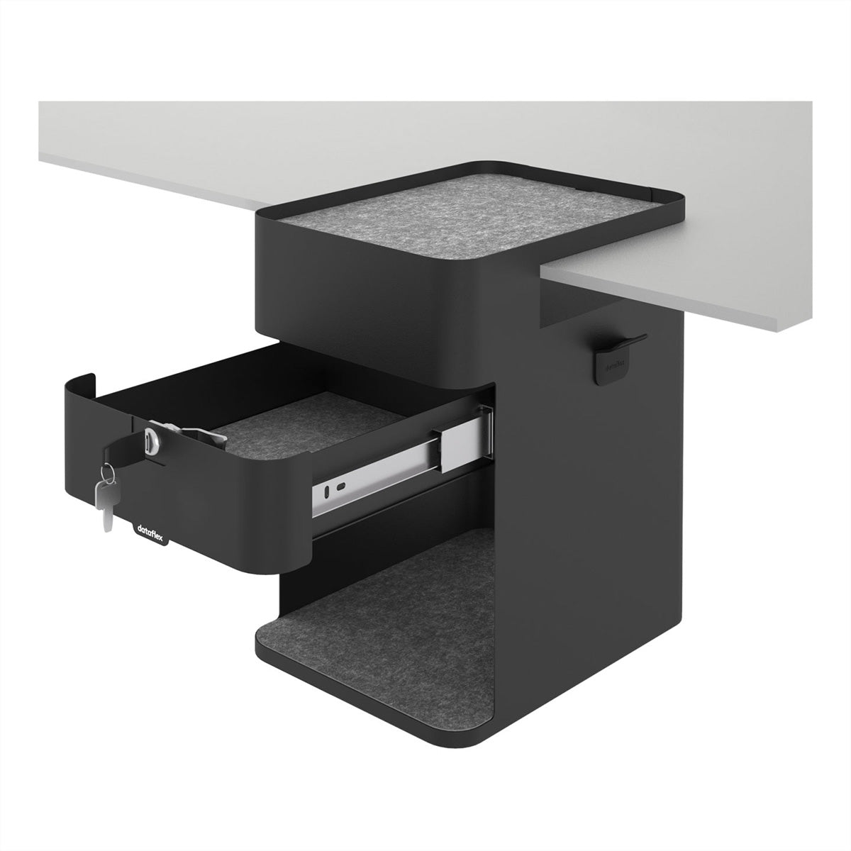 Dataflex Bento 503 – Untertisch-Schrank, 1 Schublade, abschliessbar, Stahl, 361 × 254 × 407 mm, Schwarz