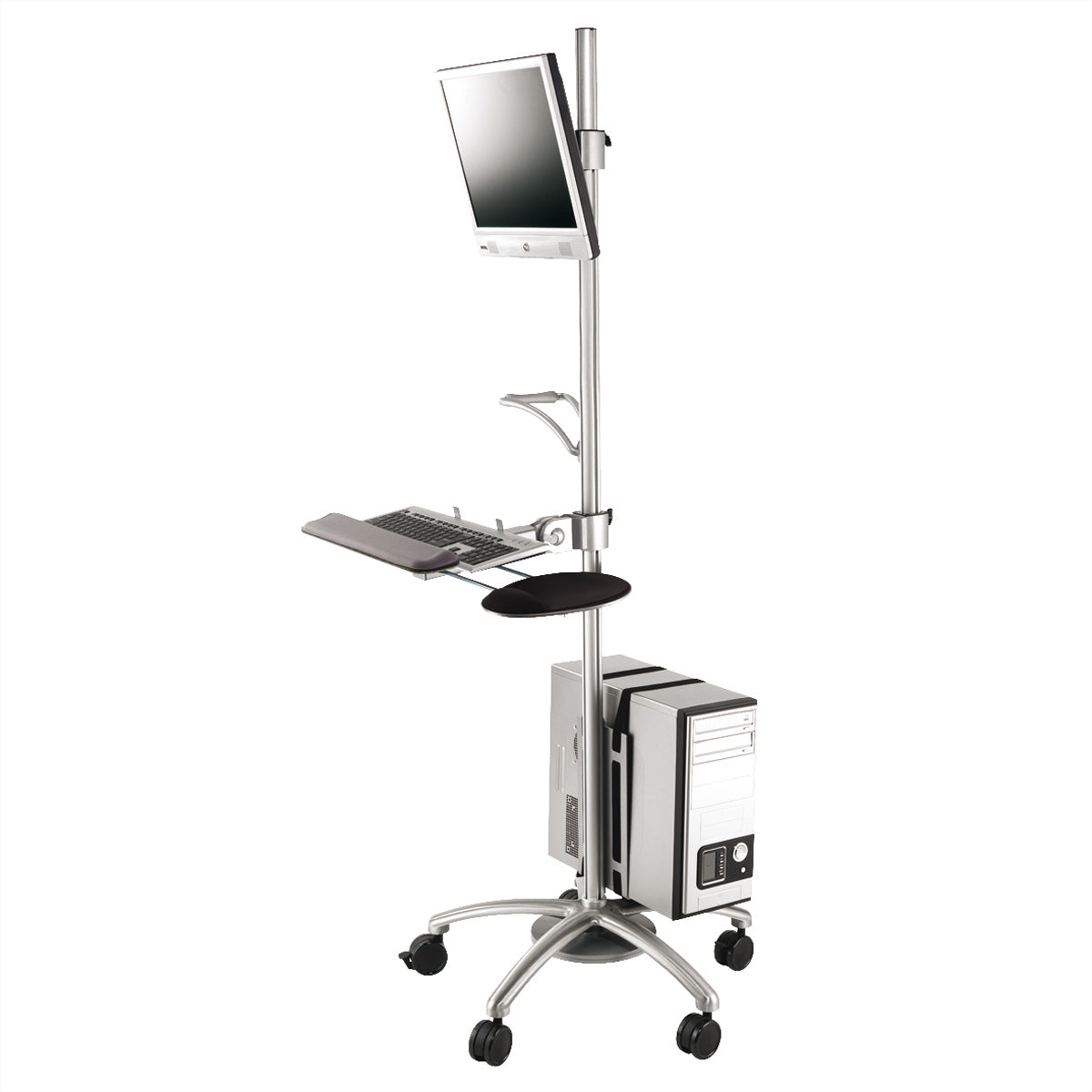 ROLINE Bodenständer/TV-Wagen – 1 Monitor – VESA 75×75/100×100 mm – bis 6 kg/Monitor – Silber