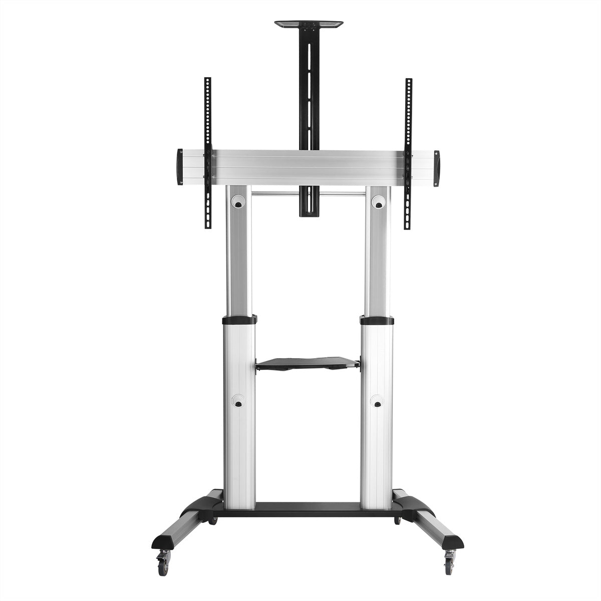 ROLINE TV-Wagen – 60–100" – VESA 200×200–1000×600 – bis 100 kg, Höhenverstellbar, mit Rollen – Silber