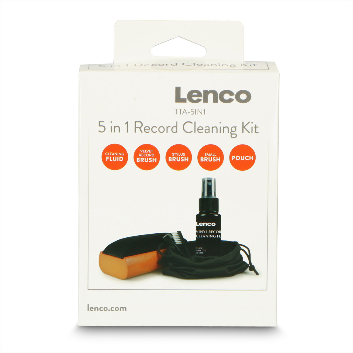 Lenco TTA-5IN1 – Reinigungsset für Schallplatten – Samtbürste & Nadelbürste – Mehrfarbig
