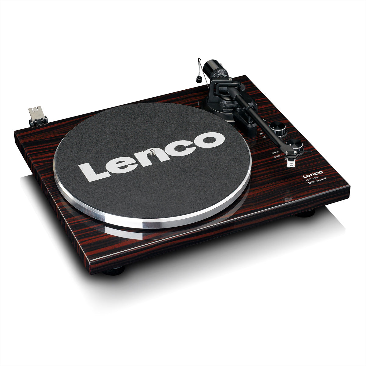 Lenco LBT-189WA – Plattenspieler (Riemenantrieb), Bluetooth, Phono-Vorverstärker, 33⅓/45 U/min – Schwarz/Braun