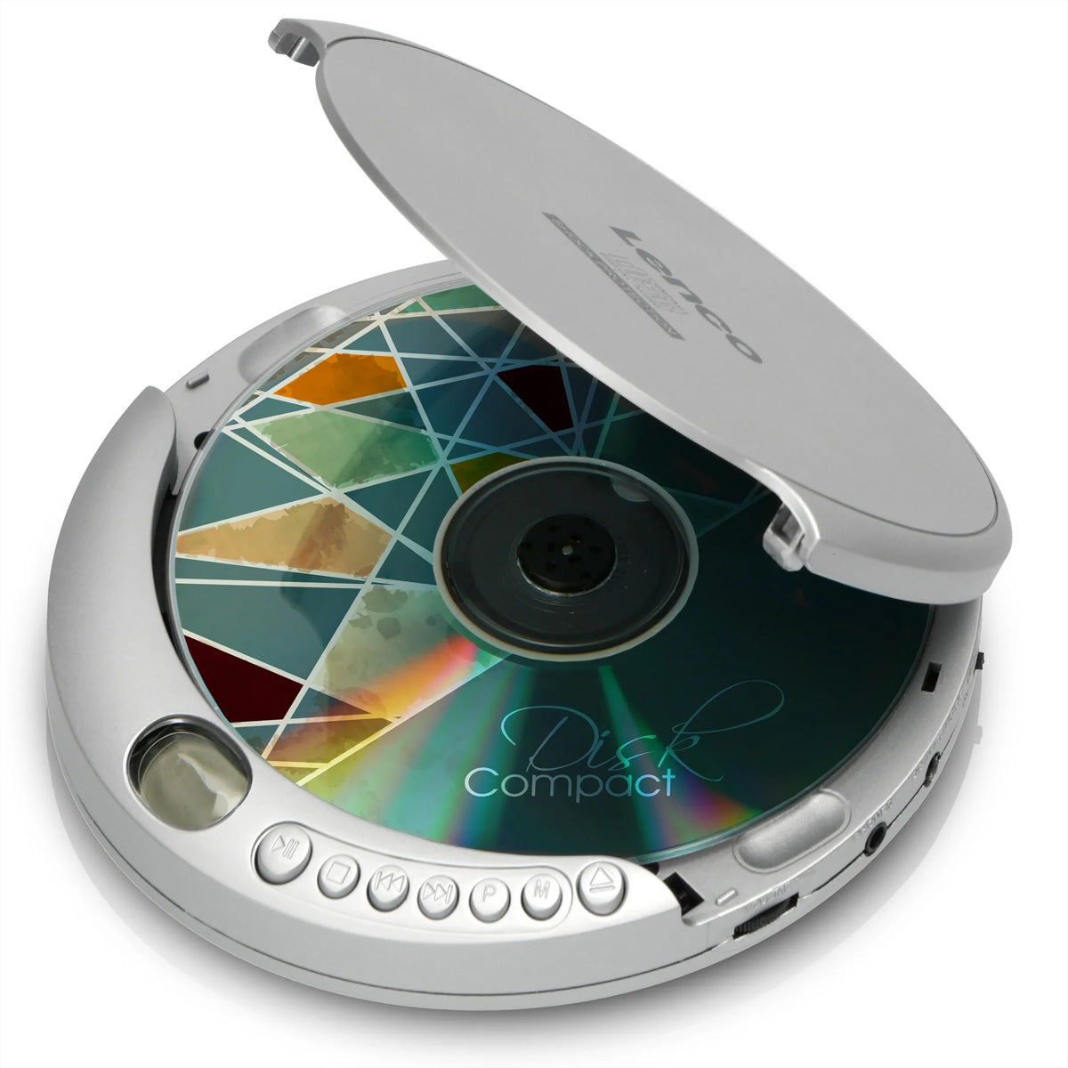 Lenco CD-201SI+PBC-50GY – Portabler CD-Player, 14 h Akku – Silber