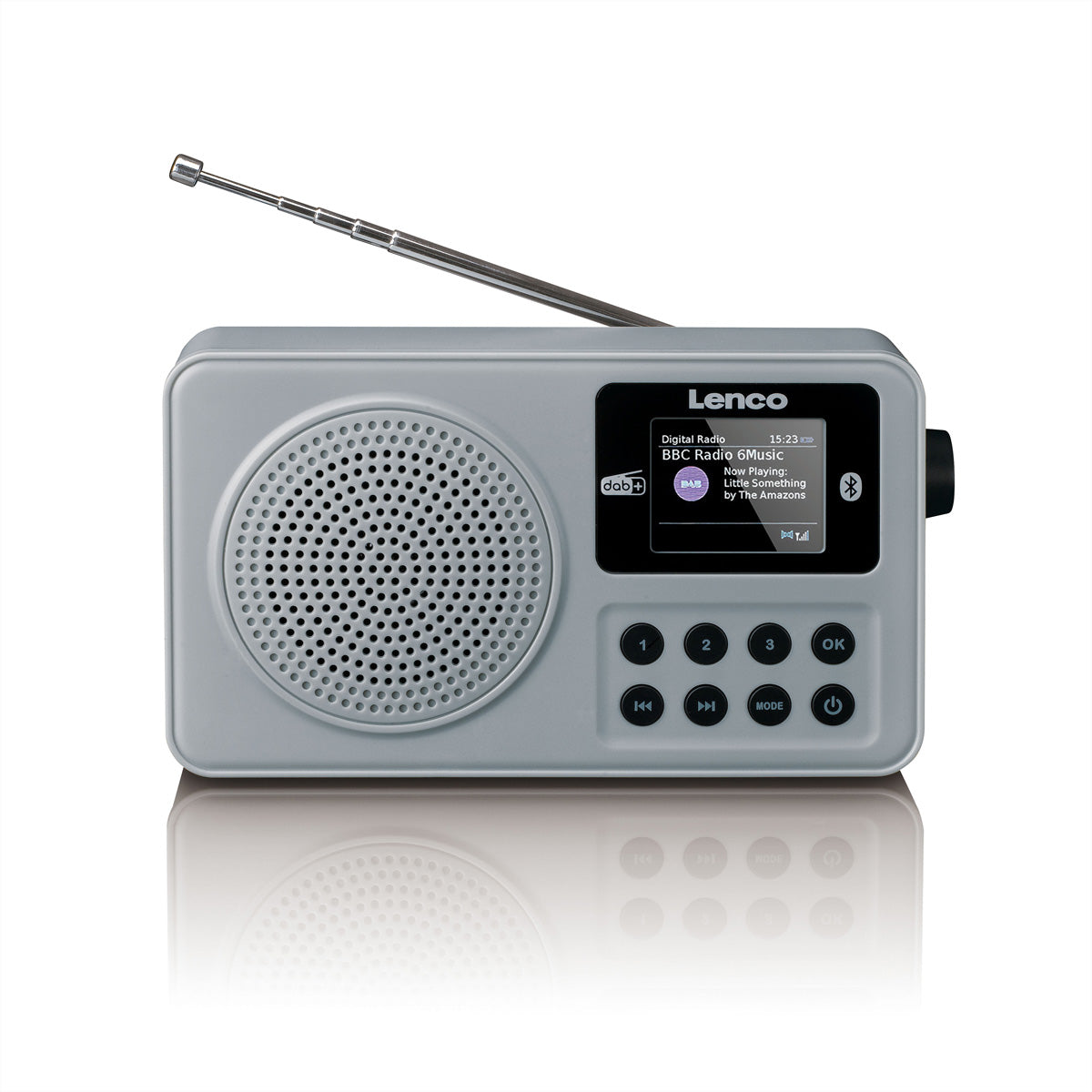 Lenco PDR-034 – DAB+/UKW-Tischradio, Bluetooth, 10 h Akku, Wecker – Grau