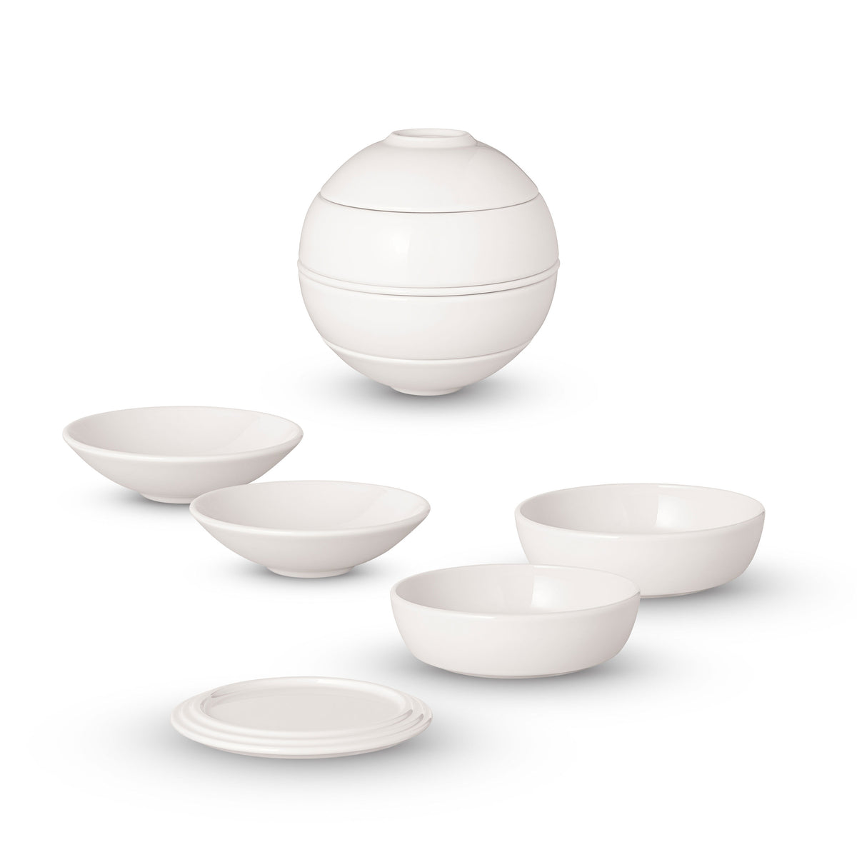 Villeroy & Boch Iconic petite Boule Speise-Service – 5-teiliges Set, 2×60 ml & 2×220 ml, Ø 14,1 cm, Porzellan