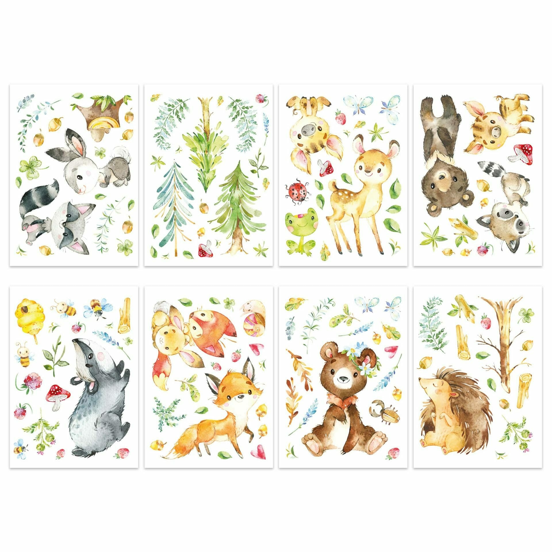 Papierdrachen Wandtattoos-Set – für 22 × 30 cm – Papier, mehrfarbig, 8-teilig