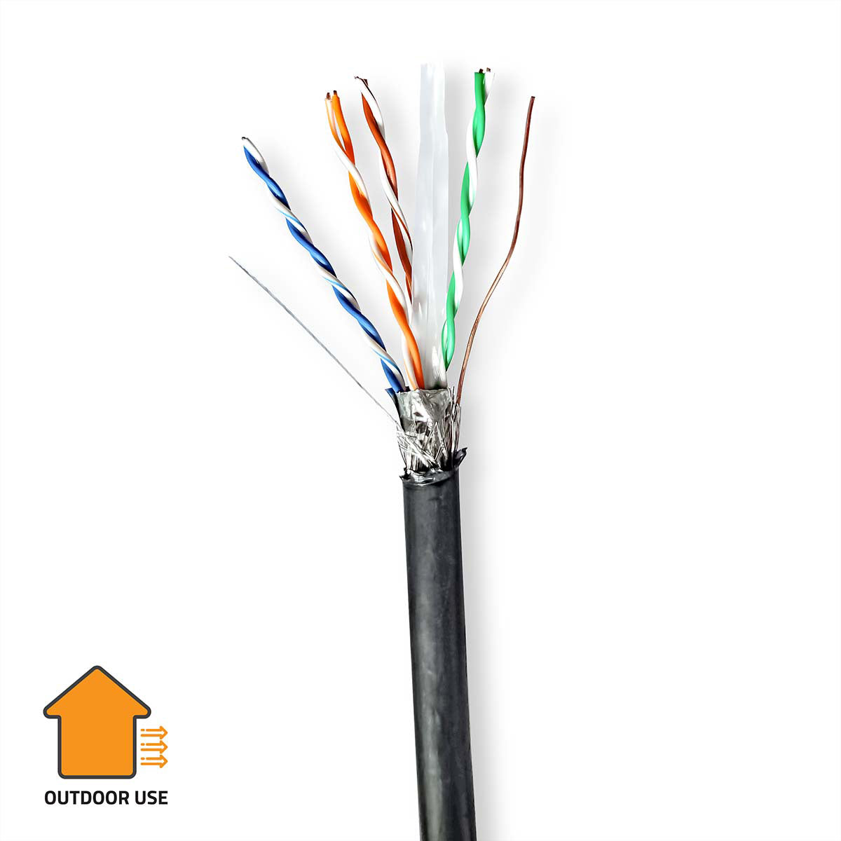 Nedis Installationskabel Cat6 – S/FTP, 100 m, schwarz