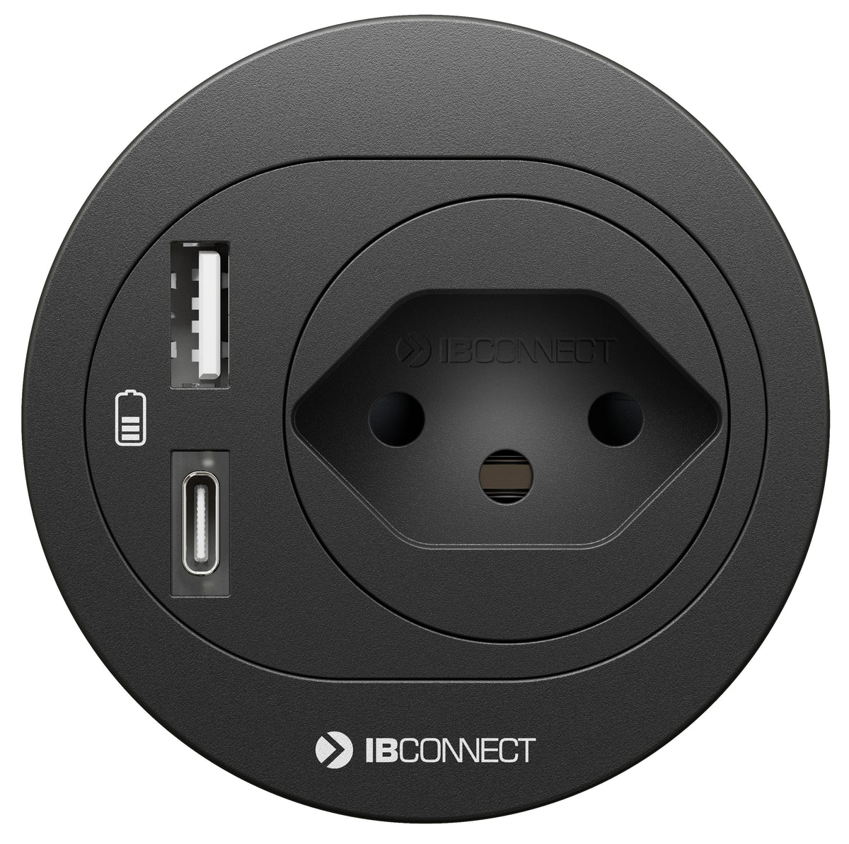 Max Hauri Connect Einbausteckdosenleiste, 1×T13, 1×USB‑A 10 W + 1×USB‑C 7,5 W, Einbau, 3 m – Schwarz