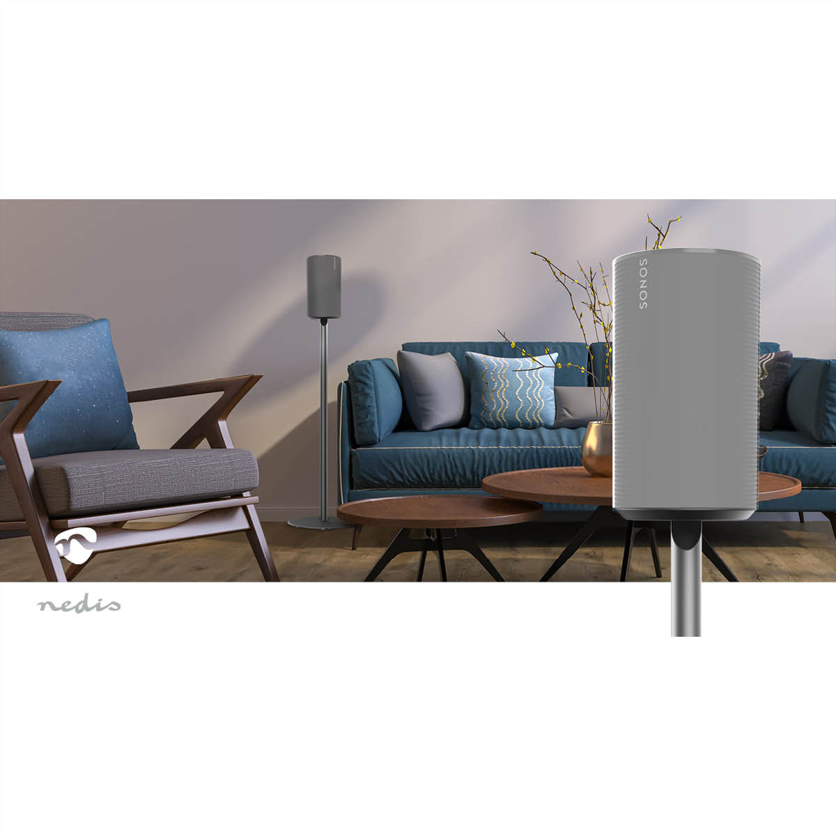 Nedis SPMT5850BK – Lautsprecher-Ständer – für Sonos Era100 – 3 kg, integriertes Kabelmanagement – schwarz