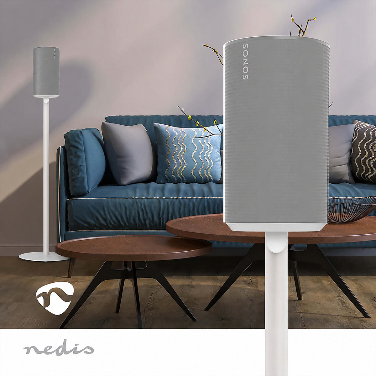 Nedis SPMT5850WT – Lautsprecher-Ständer – für Sonos Era100 – integriertes Kabelmanagement, 3 kg – weiss