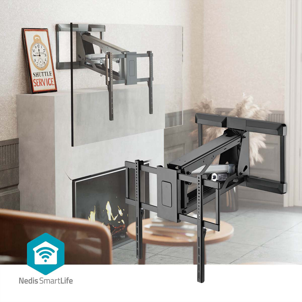Nedis Wandhalterung – Vollbeweglich – 37–75" – VESA 200×100–600×400 – bis 35 kg, Motorisiert – TVWM5880BK