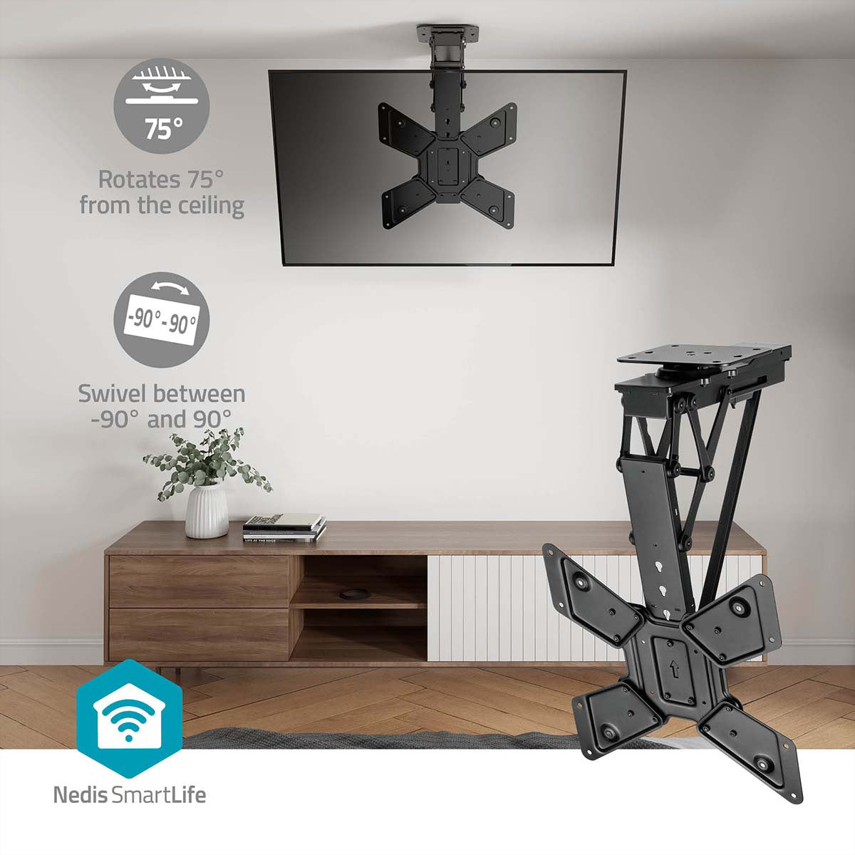 Nedis Deckenhalterung – 23–65" – VESA 100×100–400×400 – bis 30 kg, Motorisiert – TVCM5850BK
