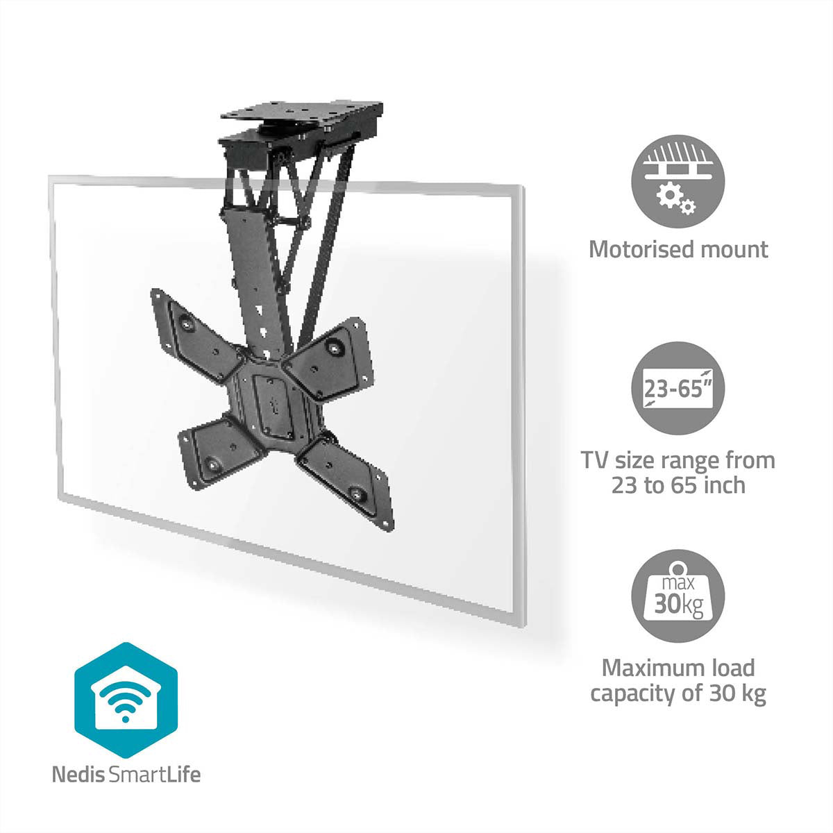 Nedis Deckenhalterung – 23–65" – VESA 100×100–400×400 – bis 30 kg, Motorisiert – TVCM5850BK