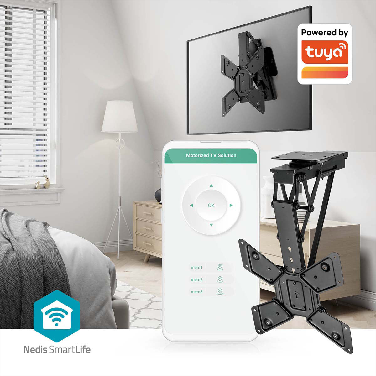 Nedis Deckenhalterung – 23–65" – VESA 100×100–400×400 – bis 30 kg, Motorisiert – TVCM5850BK
