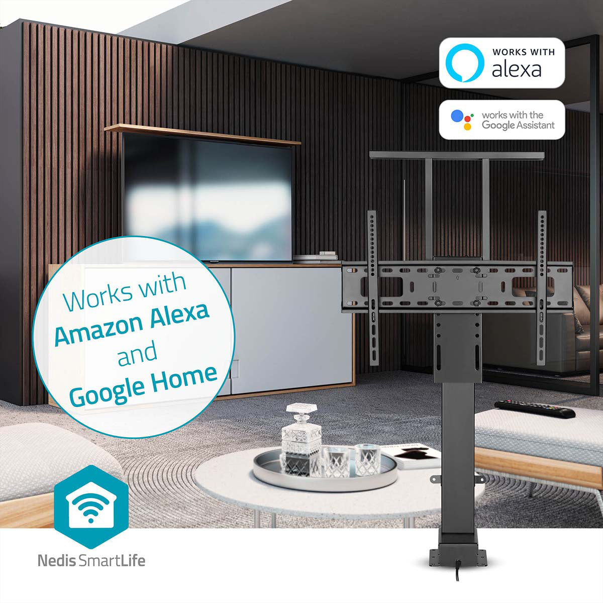 Nedis Wandlift (bodenstehend) – 37–80" – VESA 200×200–600×400 – bis 60 kg, Motorisiert – TVSM5840BK